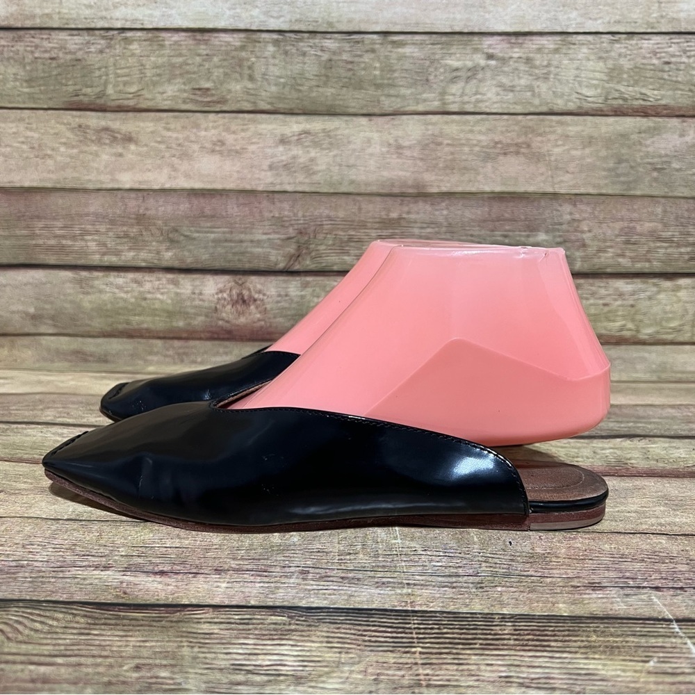 Jeffrey Campbell Black Patent Leather Square Toe Mules